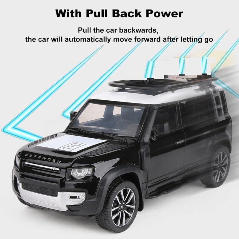 LONGMIRE Range Rover Defender 110 1:32 Scale Model Car Exclusive Alloy Metal Pull Back Die-cast Car Metal Pullback Toy car with Openable Doors & Light Music Best Gifts Toys Kids【Colors as Per Stock】 - Image 5