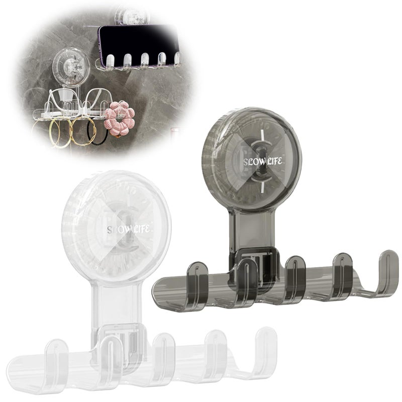 Zikra 2Pcs Heavy Duty Suction Cup Hooks Multi-Purpose Wall Hooks for Bathroom Kitchen & Phone Holder âStrong Hold for Towels Brushes Keys & More - Image 1