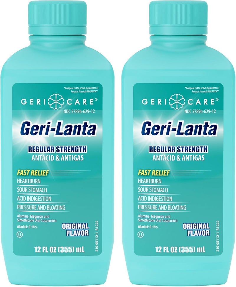 GeriCare GeriCare Geri-Lanta Aluminum Hydroxide 200 mg, Antacid & Antigas, Relief from Heartburn and Indigestion, 12 FL Oz (Pack of 2) 