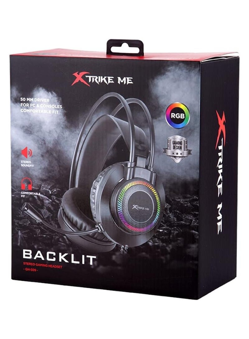 XTRIKE ME سماعة ألعاب سلكية GH-509 مع وظيفة إضاءة خلفية RGB وصوت ستيريو - Image 1