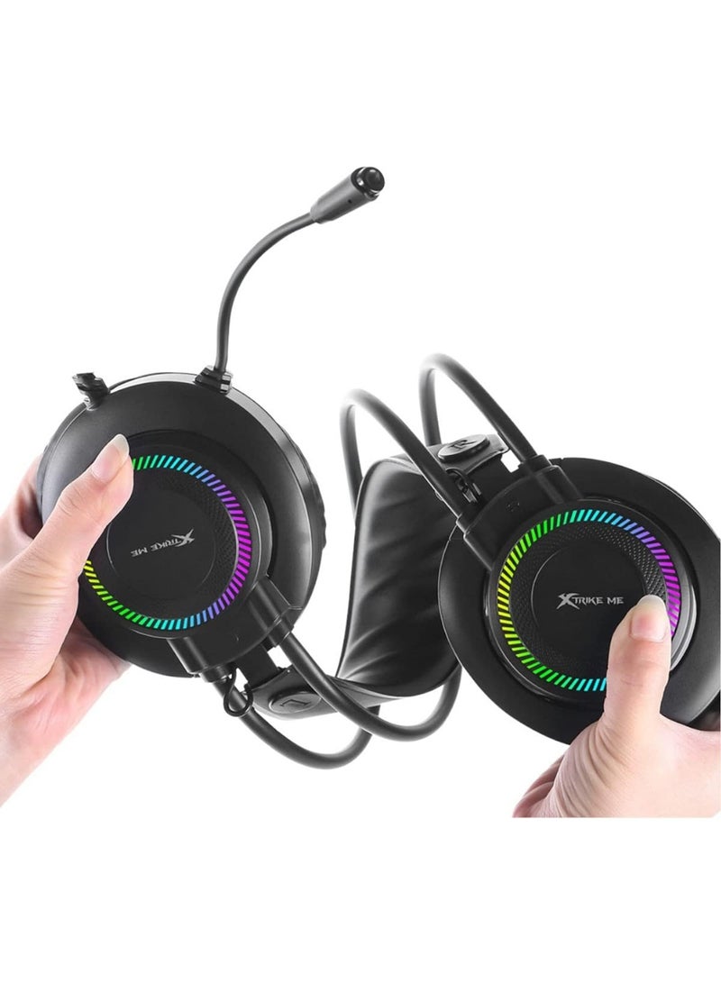 XTRIKE ME سماعة ألعاب سلكية GH-509 مع وظيفة إضاءة خلفية RGB وصوت ستيريو - Image 4