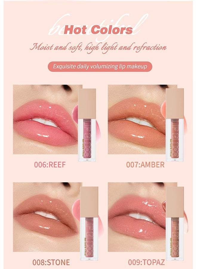 HelloKiss Aqua Mirror Lip Gloss, High Shine Lip Glow, Moisturizing and Moisturizing Pouty Lips, Pearlescent Fine Glitter ( 008:STONE ) - Image 2