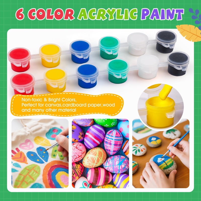 ESRICH 24 Set Mini Acrylic Paint Kit, 5in Mini Stretched Canvas with 7.5in Easel,Acrylic Paint Strips, Paint Palettes, Painting Brushes, Small Canvas and Easel Set for Artists Beginner, Gift - Image 5