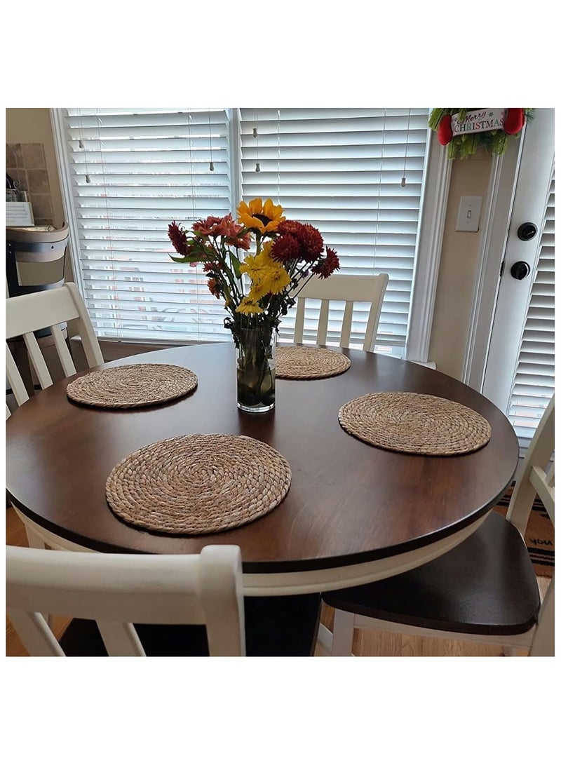 Round Woven Placemats Set of 4, 12" Boho Rattan Placemats Natural Hand-Woven Place Mats Table Decor, Chargers for Dinner Plates, Farmhouse Place Mats, Wicker Table Mats for Dining Table, Home  - Image 3