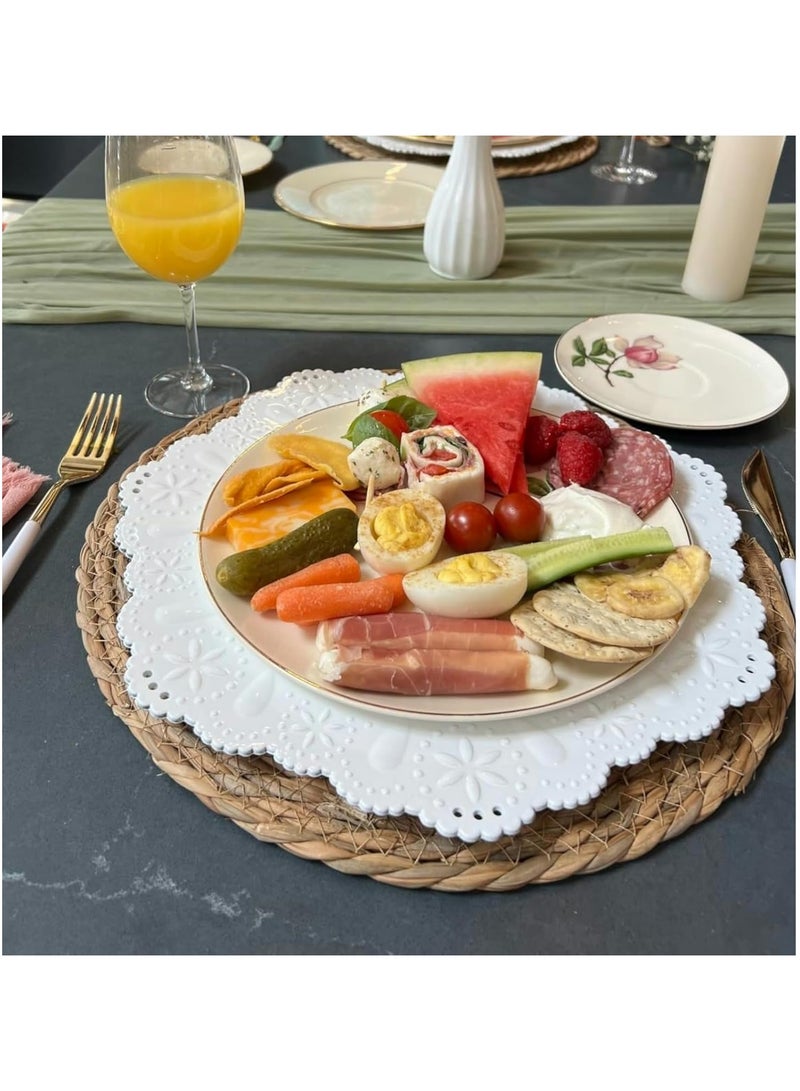 Round Woven Placemats Set of 4, 12" Boho Rattan Placemats Natural Hand-Woven Place Mats Table Decor, Chargers for Dinner Plates, Farmhouse Place Mats, Wicker Table Mats for Dining Table, Home  - Image 5