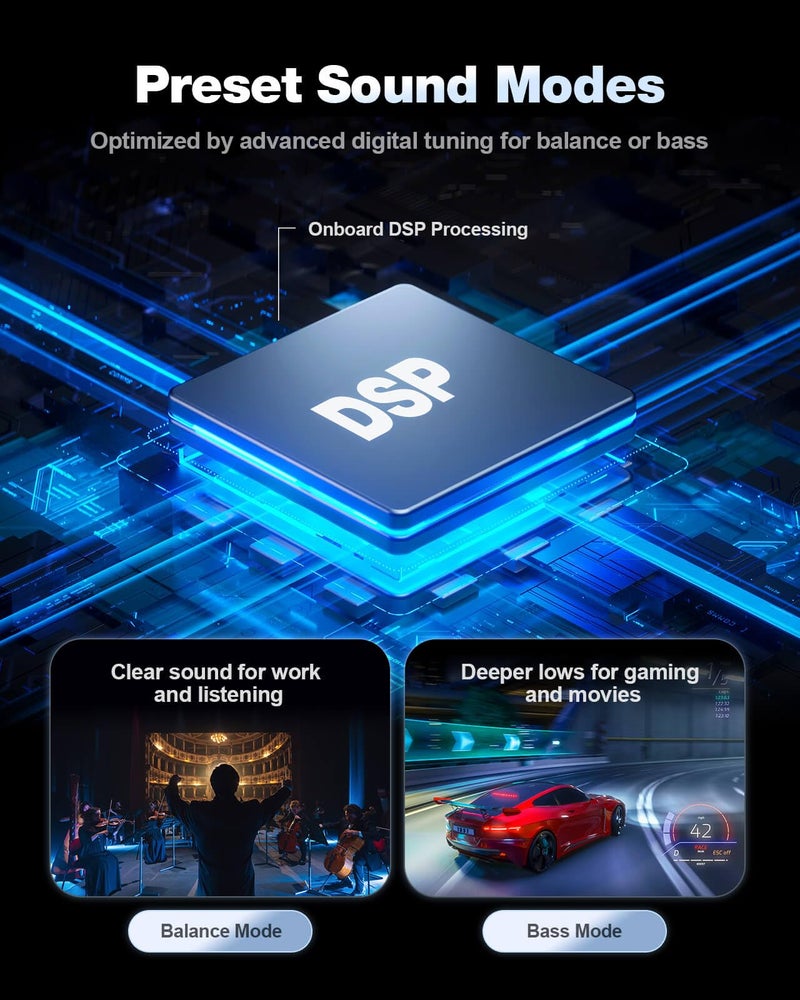 Nylavee Computer Speakers, Hi-Fi Stereo Sound PC Speakers with Bluetooth 5.0 and 3.5mm AUX-in, 14W AC Powered, Built-in Equalizer Modes and RGB Lights for Desktop PC, Monitor, Laptop, PS5, Xbox - Image 5