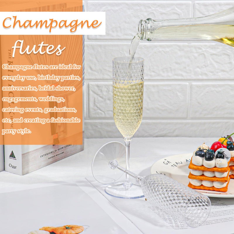 XUWAIDSGN 48 Pack Clear Detachable 2 piece Champagne Flutes 5.5 Oz Unbreakable Plastic Mimosa Disposable Champagne Glasses Drinking Cups Stemmed Reusable Wine Toasting Glasses for Wedding (48, Clear) - Image 5