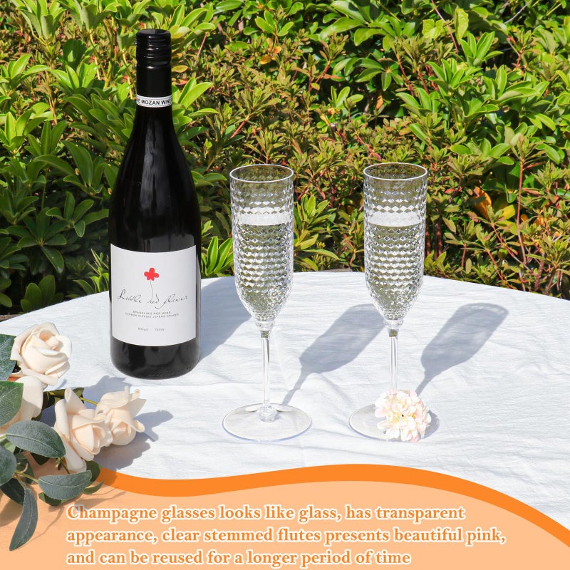 XUWAIDSGN 48 Pack Clear Detachable 2 piece Champagne Flutes 5.5 Oz Unbreakable Plastic Mimosa Disposable Champagne Glasses Drinking Cups Stemmed Reusable Wine Toasting Glasses for Wedding (48, Clear) - Image 4