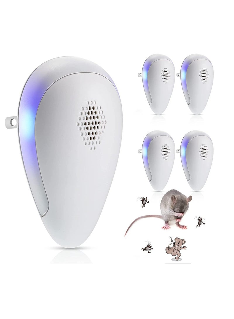 SYOSI Ultrasonic Small Animal Repeller Electronic White Ant Fly Quiet Cockroach Repellent Device Control for Living Room Garage Office Hotel, for Rats, Roaches Mosquitoes 4 Pack - Image 1