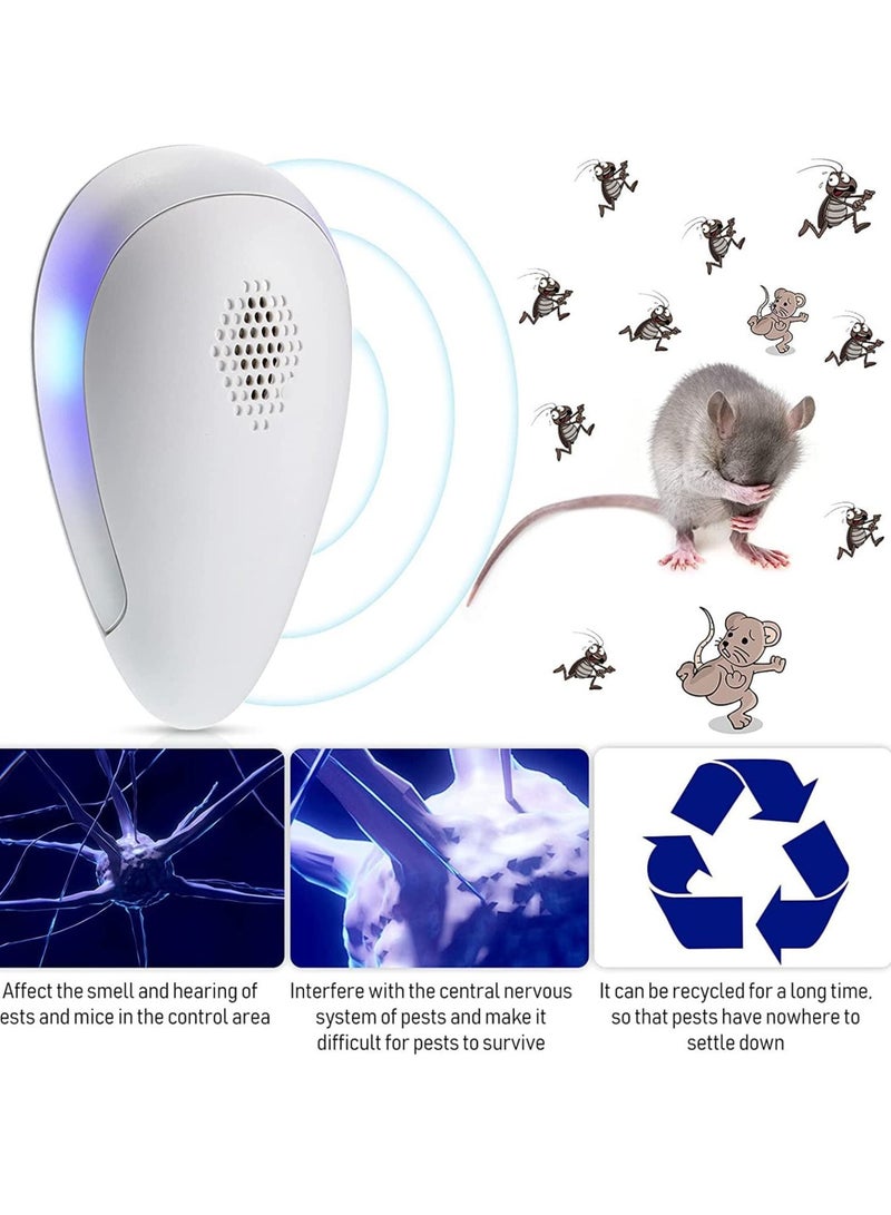 SYOSI Ultrasonic Small Animal Repeller Electronic White Ant Fly Quiet Cockroach Repellent Device Control for Living Room Garage Office Hotel, for Rats, Roaches Mosquitoes 4 Pack - Image 2
