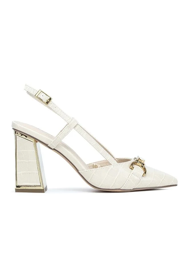 Croc-Embossed Architectural Slingback MC 006