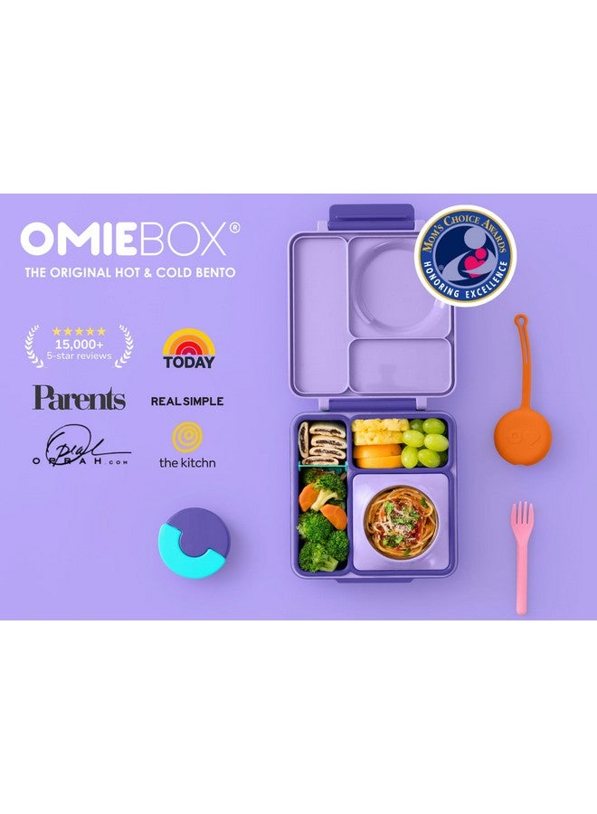 OMIE صندوق أومي بوكس للغداء للأطفال - صندوق غداء معزول مع جرة طعام مقاومة للتسرب - 3 أقسام، منطقتان حراريتان - (برقوق أرجواني) (مفرد) - Image 2