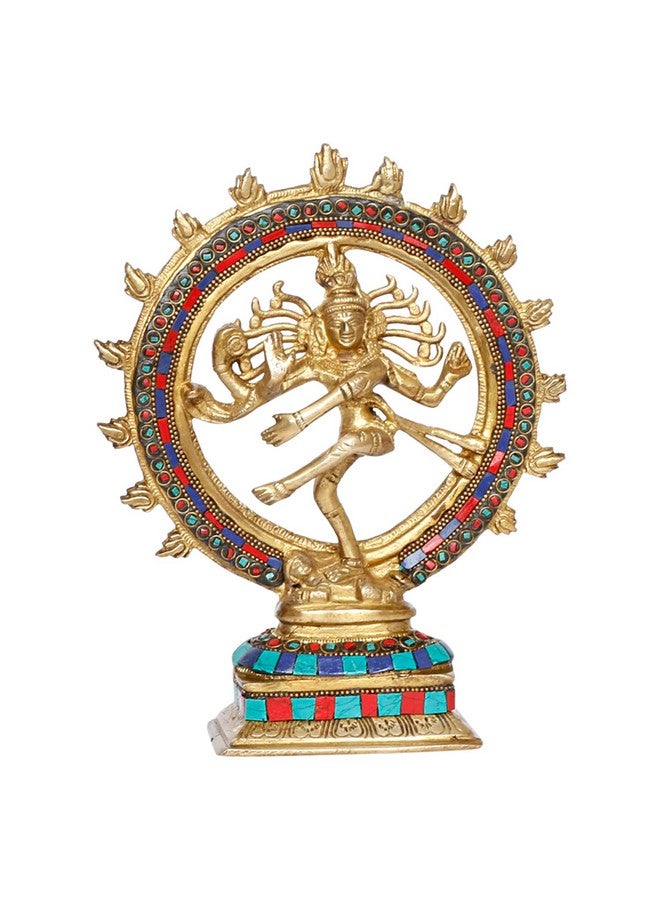Kartique Brass Natraj Statue, 9.5 Inch Tall, Colorful Cosmic Dance Pose, Spiritual Murti for Home and Office Decor - Image 1