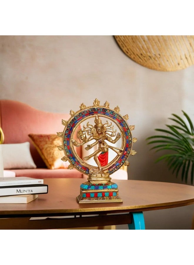 Kartique Brass Natraj Statue, 9.5 Inch Tall, Colorful Cosmic Dance Pose, Spiritual Murti for Home and Office Decor - Image 2