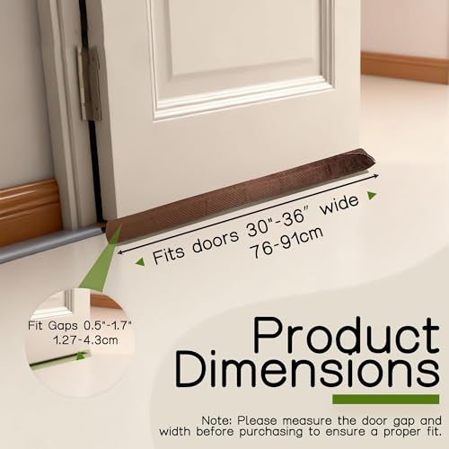 OUTTDID Under Door Draft Stopper Door, Sweep Weather Stripping, Double-Sided Windproof Seal Noise Blocker Window Breeze Blocker, Adjustable 30'' to 36'' Gap Filler, Brown - Image 2