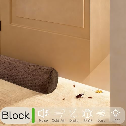 OUTTDID Under Door Draft Stopper Door, Sweep Weather Stripping, Double-Sided Windproof Seal Noise Blocker Window Breeze Blocker, Adjustable 30'' to 36'' Gap Filler, Brown - Image 5