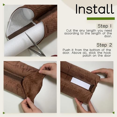 OUTTDID Under Door Draft Stopper Door, Sweep Weather Stripping, Double-Sided Windproof Seal Noise Blocker Window Breeze Blocker, Adjustable 30'' to 36'' Gap Filler, Brown - Image 3