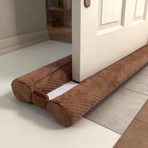 OUTTDID Under Door Draft Stopper Door, Sweep Weather Stripping, Double-Sided Windproof Seal Noise Blocker Window Breeze Blocker, Adjustable 30'' to 36'' Gap Filler, Brown - Image 1