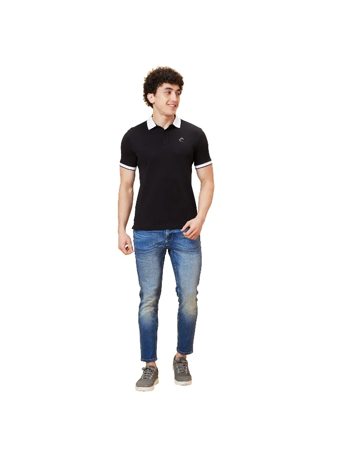 Being Human Being Human Clothing Mens Black Polo Collar Short Sleeve Polo T-Shirt