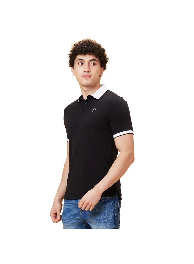 بيينغ هيومان Being Human Clothing Mens Black Polo Collar Short Sleeve Polo T-Shirt