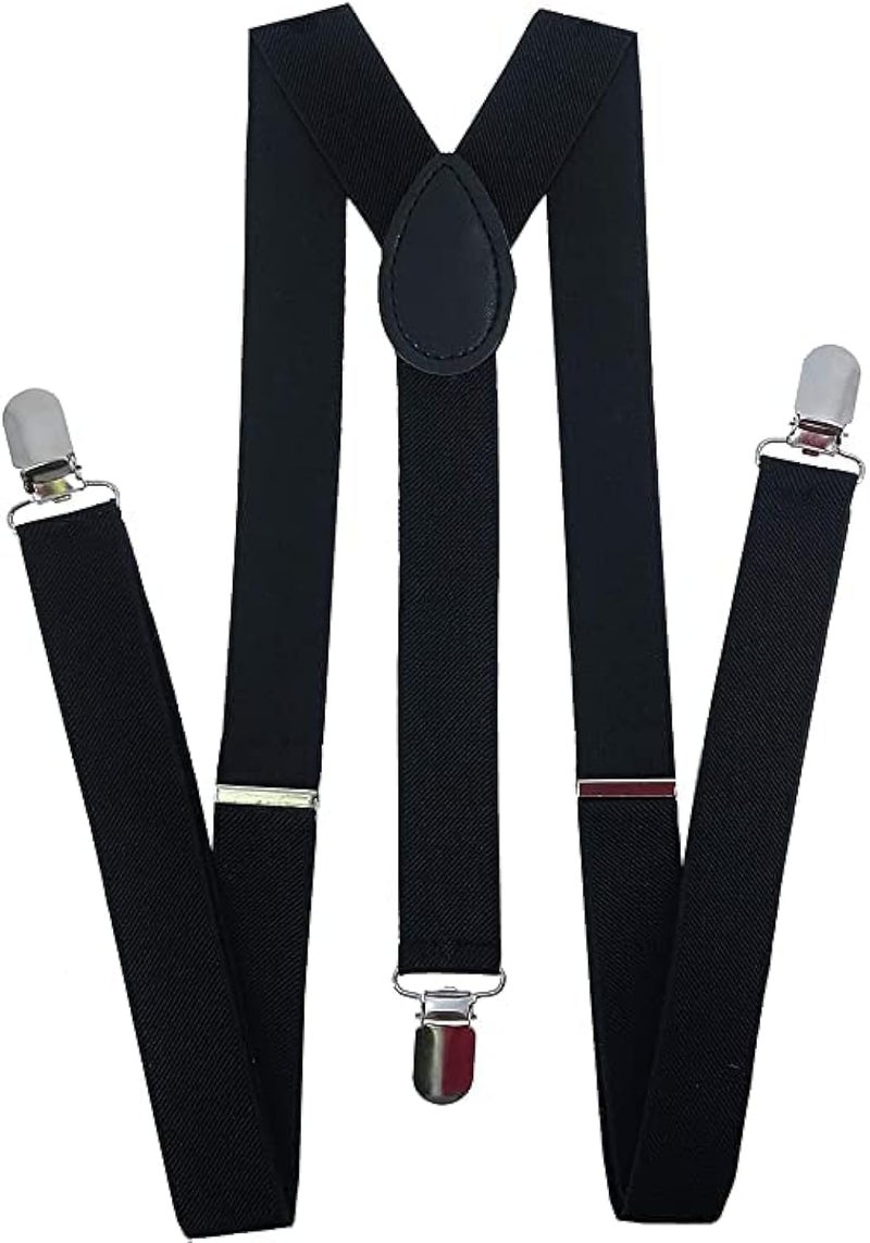 CLOTHERA Adjustable Elastic Y Back Style Suspenders for Men and Women (Black) - Image 1