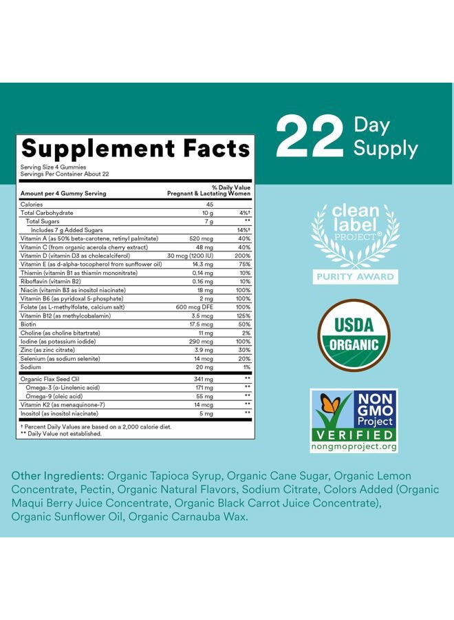 SmartyPants Organic Prenatal Vitamins for Women, Multivitamin Gummies: Biotin, Methylfolate, Omega 3 (ALA), Vitamin D3, C, Vitamin B12, B6, Vitamin A, K & Zinc, 90 Count (22 Day Supply) - Image 3