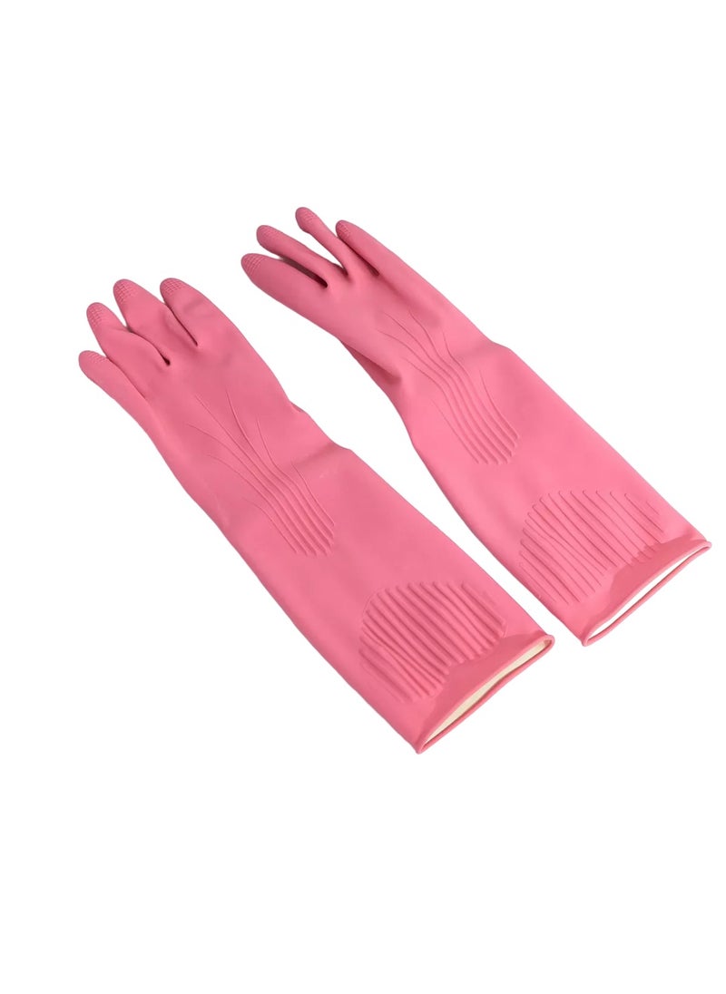 LOCK & LOCK LocknLock Pink Rubber Gloves (39cm): Non-Slip Grip, Comfortable Fit, Ideal for Household Cleaning  - Image 2