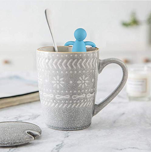 Leden Tea Infuser Cute Tea Strainer for Loose Tea Fine Mesh Stainless Steel Tea Ball Steeper & Diffuser with Silicone Lid for Tea Cup & Mug, with Cleaning Brush Blue - Image 3
