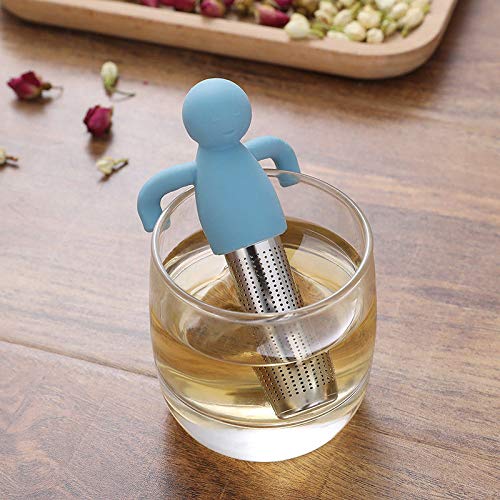 Leden Tea Infuser Cute Tea Strainer for Loose Tea Fine Mesh Stainless Steel Tea Ball Steeper & Diffuser with Silicone Lid for Tea Cup & Mug, with Cleaning Brush Blue - Image 2