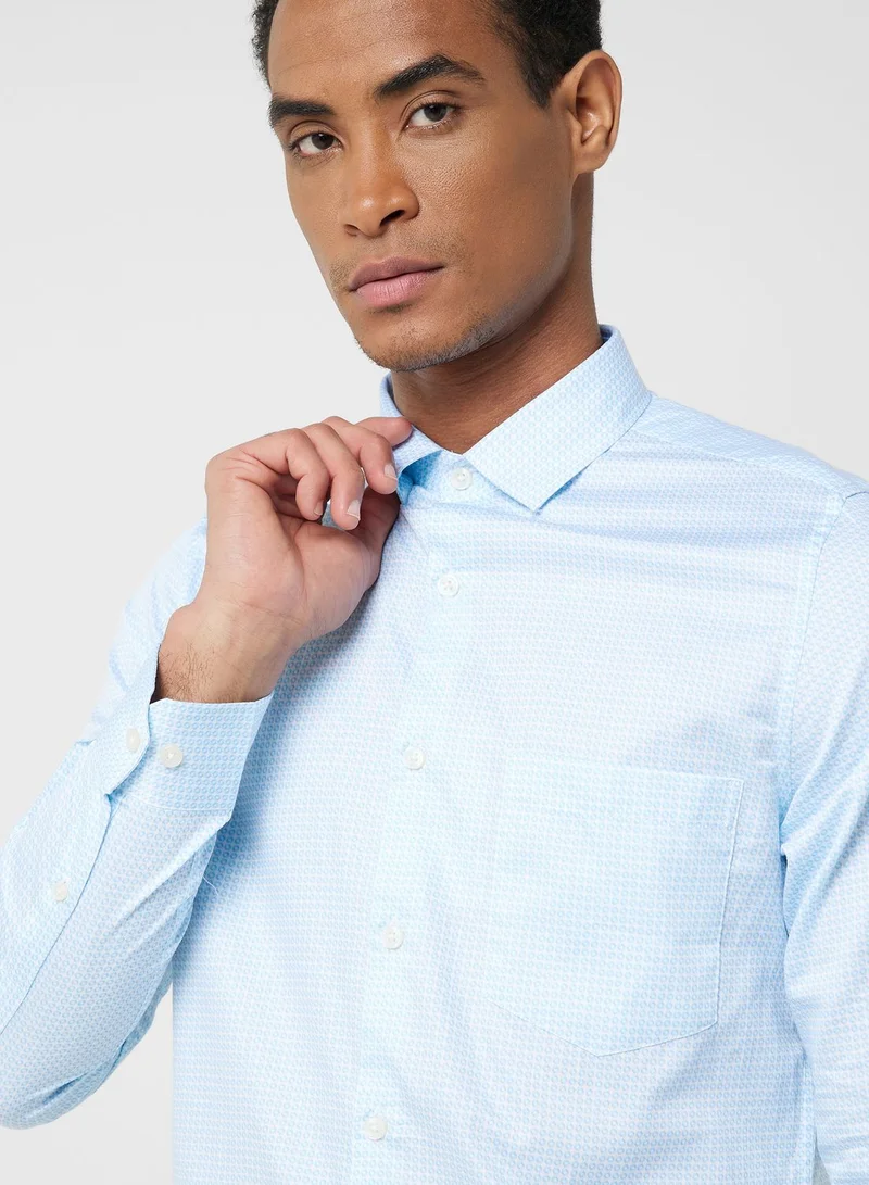 توماس سكوت Thomas Scott Classic Slim Fit Micro Ditsy Printed Pure Cotton Formal Shirt