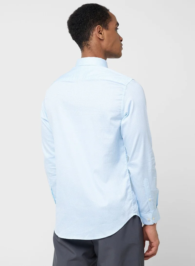 توماس سكوت قميص رسمي قطن نقي مطبوع بنقوش دقيقة كلاسيكي بقصة ضيقة توماس سكوت