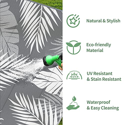 GENIMO Outdoor Rug 3' x 5' Waterproof for Patios Clearance, Reversible Outdoor Plastic Straw Camping Rug Carpet, Large Area Rugs Mats for RV, Camper, Deck, Balcony, Porch, Beach, Picnic, Grey&White - Image 5