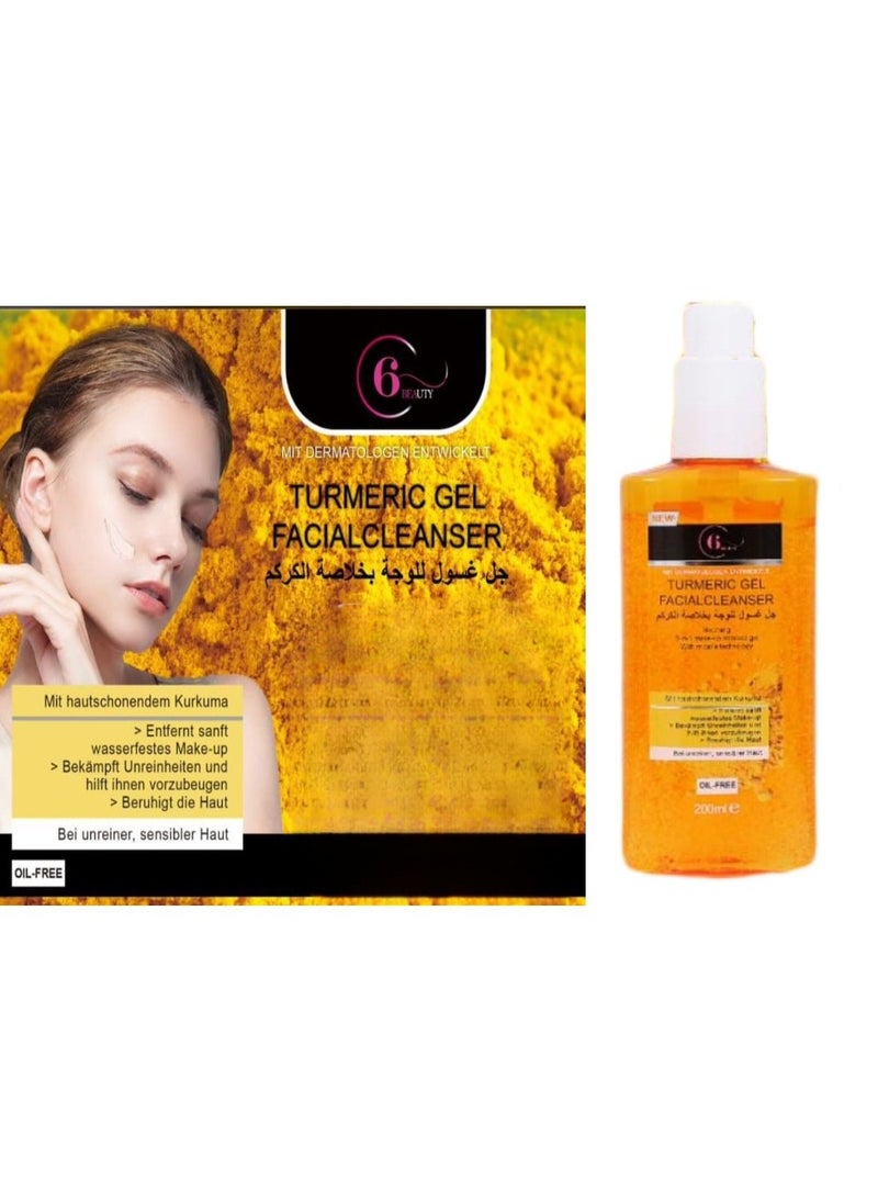 6 BEAUTY Facial wash gel with turmeric extract 