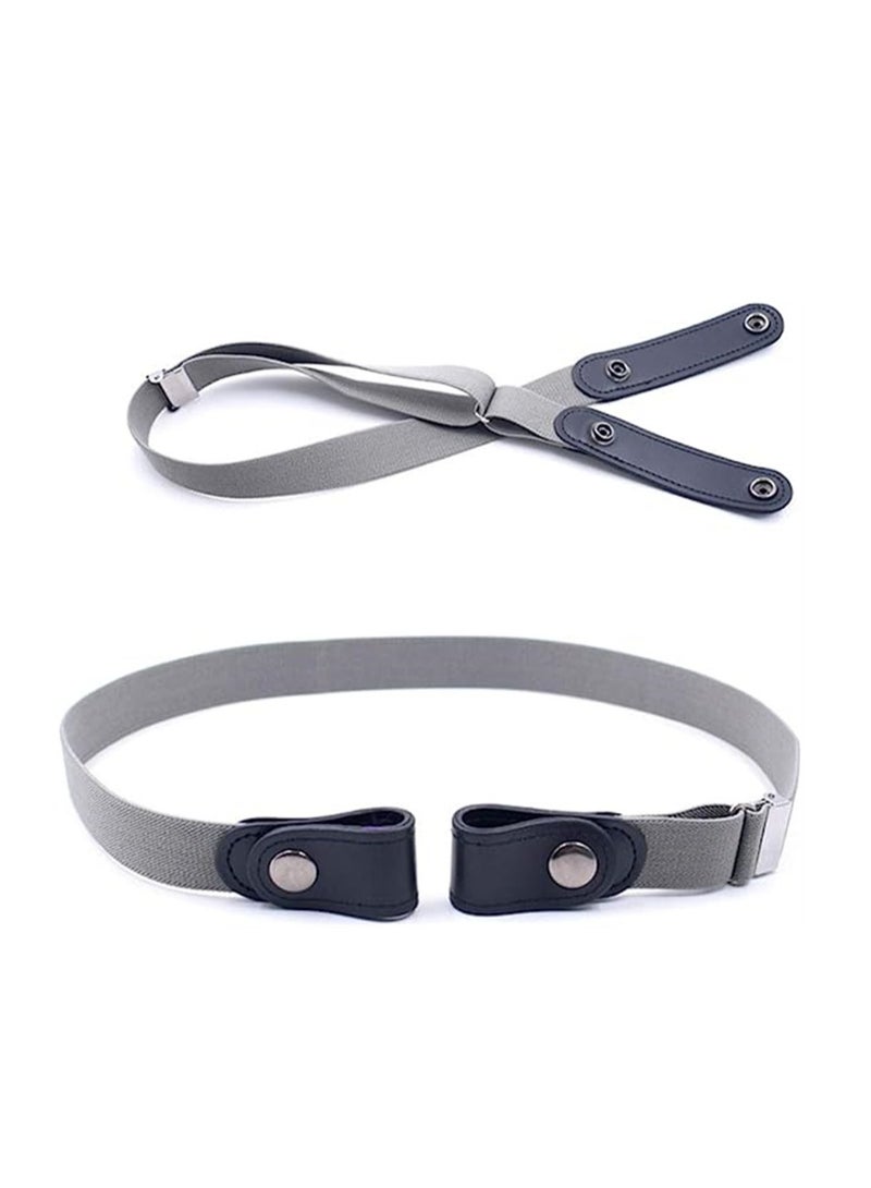SYOSI Elastic Waist Chain Belts No Buckle Stretch Belt Adjustable Invisible Belt Elastic Belt No Bulge No Hassle Buckle free Pant Belt for Jeans Dresses Women Or Men 2pcs Grey Coffee - Image 4