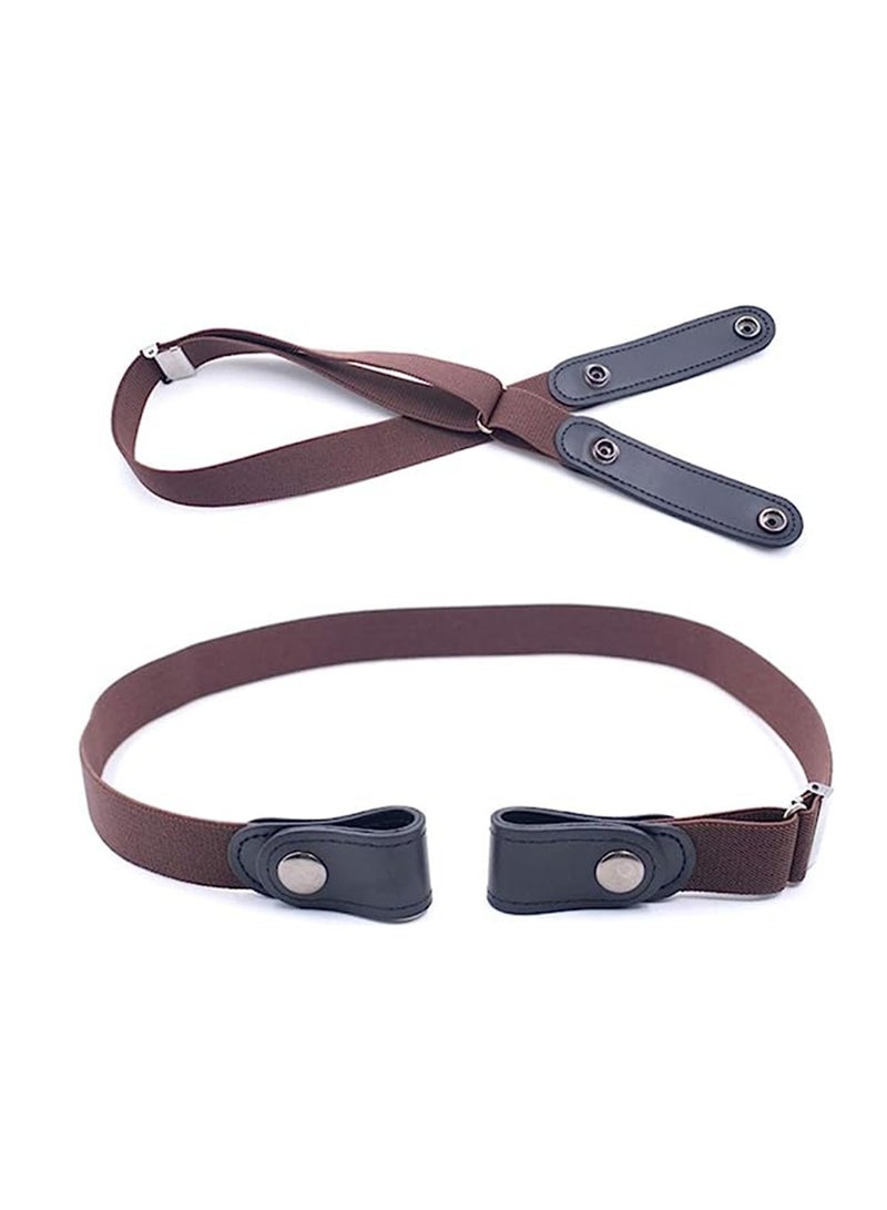 SYOSI Elastic Waist Chain Belts No Buckle Stretch Belt Adjustable Invisible Belt Elastic Belt No Bulge No Hassle Buckle free Pant Belt for Jeans Dresses Women Or Men 2pcs Grey Coffee - Image 3