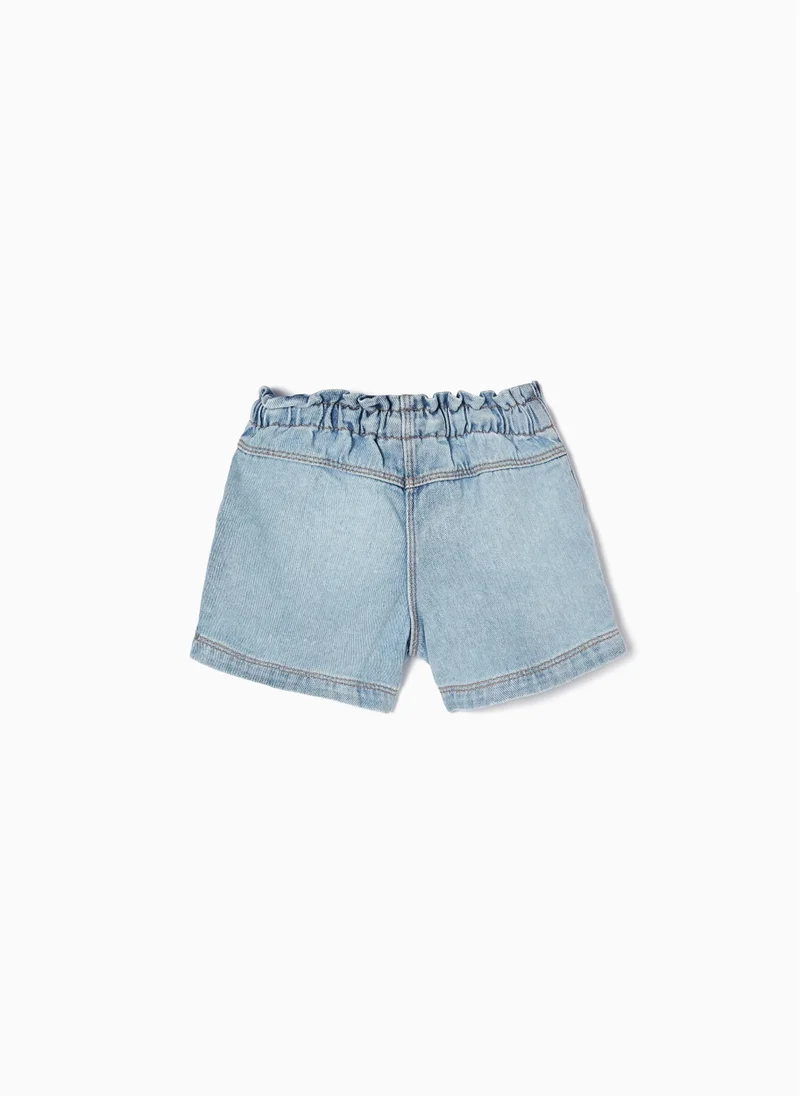 Zippy Zippy Denim Shorts With Embroidery For Baby Girls
