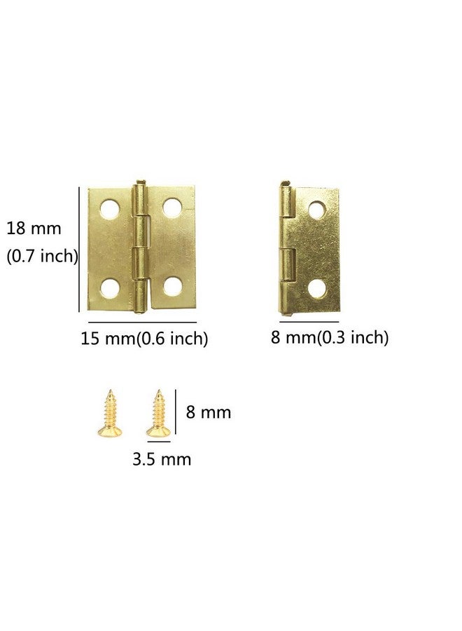 Juland 50 Pieces Mini Copper Hinges Retro Brass Hinges with 200 Pieces Replacement Screws for Wooden Box Jewelry Chest Box Cabinet DIY Accessories (18 x 15mm) - Image 2