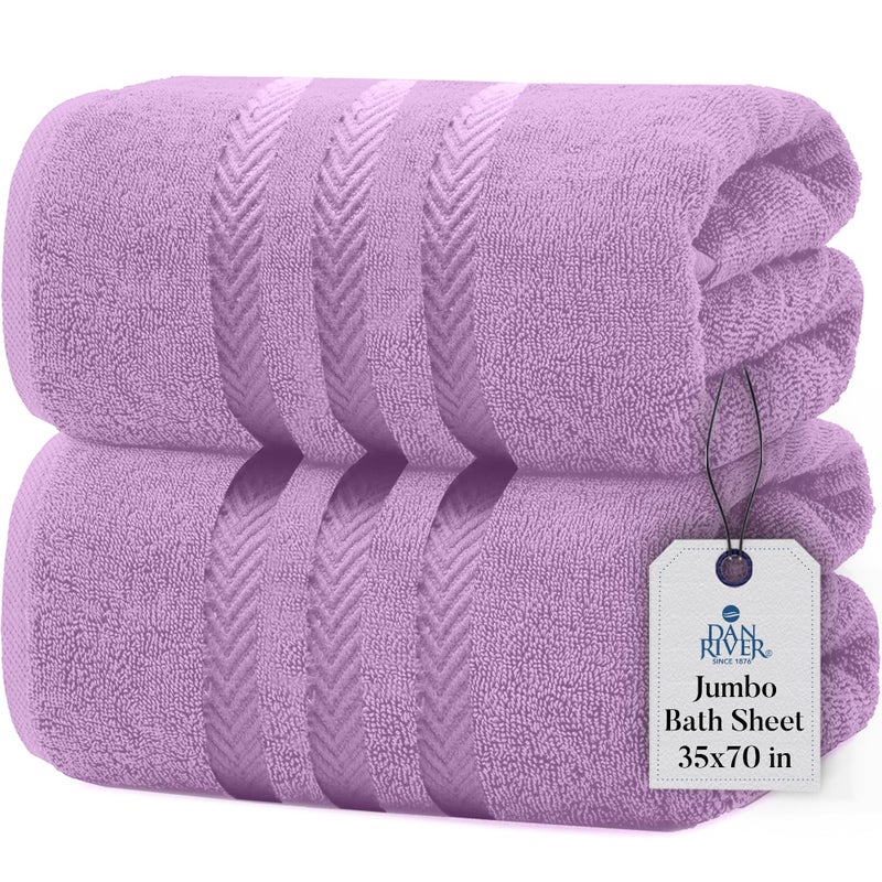 DAN RIVER Pack of 2 Bath Sheet 35x70 Inches XL Towels Oversized for Adults Fluffy and Soft Plush Towels  Lavender