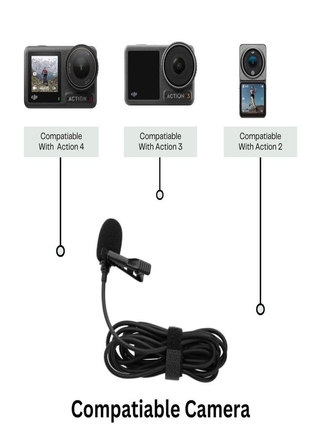 ELFOG Type-C Lavalier Mic,1.5 Mtr Length Suitable for DJI Osmo Action 6/5/4/3,Pocket 3 Sport Camera Accessories Moto Vlogging Helmet Mic - Image 2