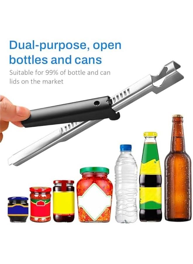 Adjustable Multifunctional Jar Can Opener, Stainless Steel Can Opener with Jar Gripper, Comfortable Grip Jar Lid Opener for Weak Hands, Seniors Arthritis, Manual Lid Gripper multitool Opener