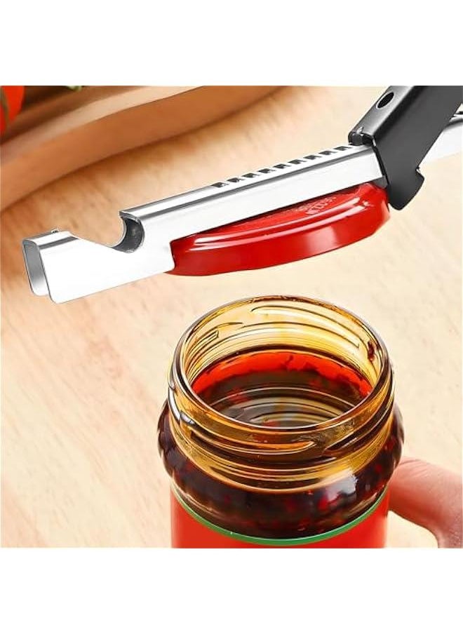 Adjustable Multifunctional Jar Can Opener, Stainless Steel Can Opener with Jar Gripper, Comfortable Grip Jar Lid Opener for Weak Hands, Seniors Arthritis, Manual Lid Gripper multitool Opener
