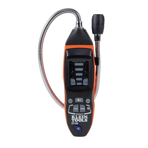 Klein Tools ET120 Gas Leak Detector Combustible Gas Leak Tester with 18Inch Gooseneck Has Range 50 10000 ppm Includes Pouch Batteries