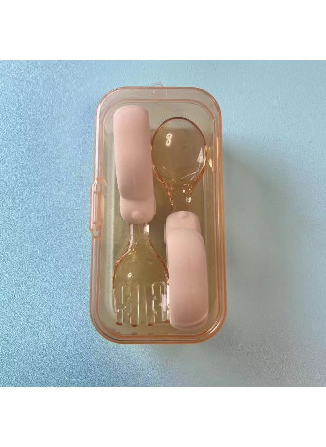 Generic - Baby Car Spoon Fork Baby PPSU Spoon Fork Silicone Short Handle Spoon Children's Training Food Supplement Eating Spoon-Specifications:A Pair Of Spoons And Forks - Image 1