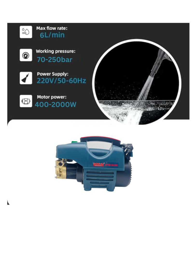 BONAI 2000W  Pressure Washer  with 240V 250bar 6L/min Flowing Rate Automatic Shut-off Dual Use Overheat Protection for All Cleaning Tasks Vehicles Patios Driveways and More (BN-CD0012)  - Image 2