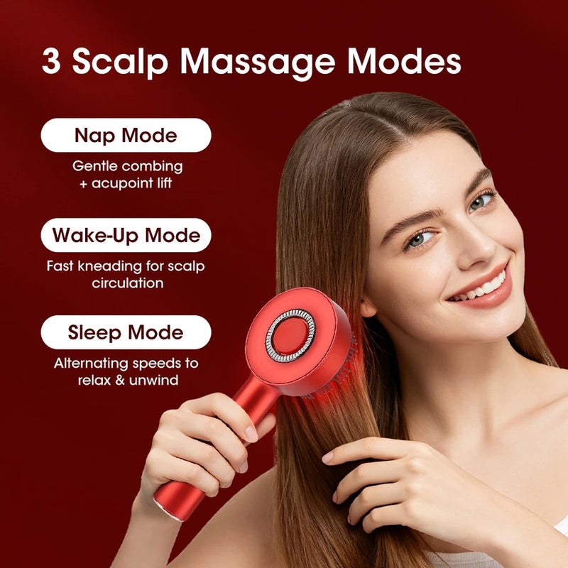 HailiCare Electric Red Light Scalp Massage Comb, 3 Modes USB Rechargeable Hair Scalp Massager with 8 Roller Balls for Scalp Relaxation - Image 2