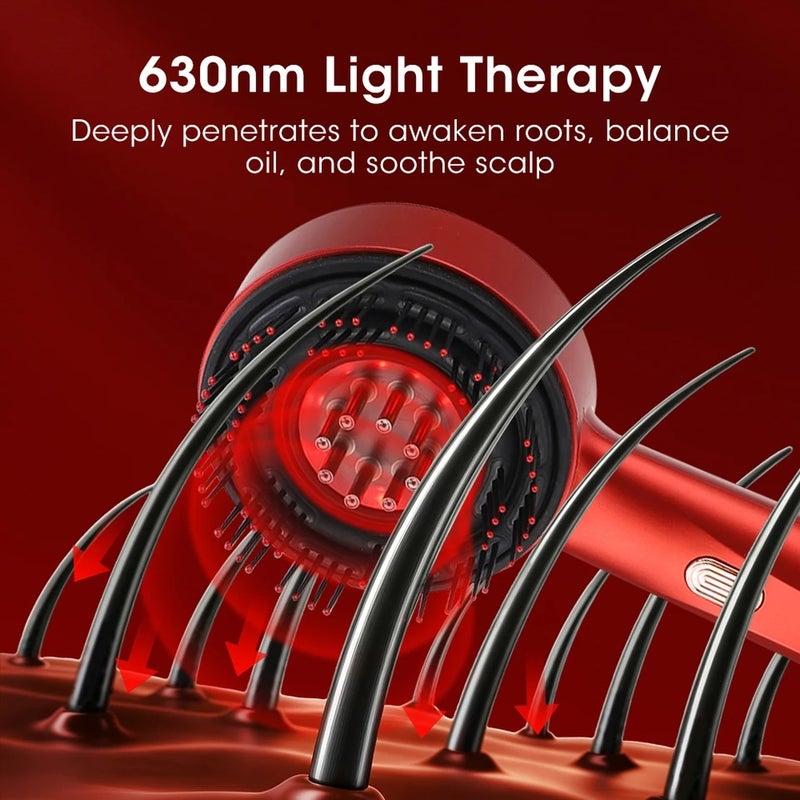 HailiCare Electric Red Light Scalp Massage Comb, 3 Modes USB Rechargeable Hair Scalp Massager with 8 Roller Balls for Scalp Relaxation - Image 4