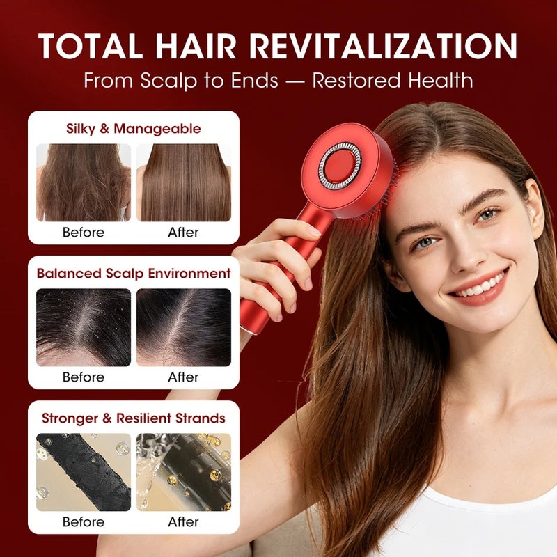 HailiCare Electric Red Light Scalp Massage Comb, 3 Modes USB Rechargeable Hair Scalp Massager with 8 Roller Balls for Scalp Relaxation - Image 5