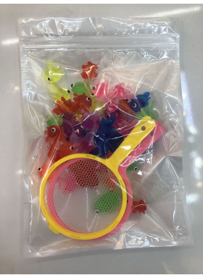 Simulation Soft Glue Goldfish Set Japan Taiwan Fishing Bathing Toy Tpr Marine Animal Floating Water-Color:45 Big Eye Goldfish +5 Small Goldfish +2 Detachable Net Fishing  - Image 1