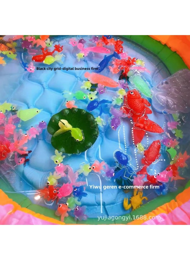 Simulation Soft Glue Goldfish Set Japan Taiwan Fishing Bathing Toy Tpr Marine Animal Floating Water-Color:45 Big Eye Goldfish +5 Small Goldfish +2 Detachable Net Fishing  - Image 2