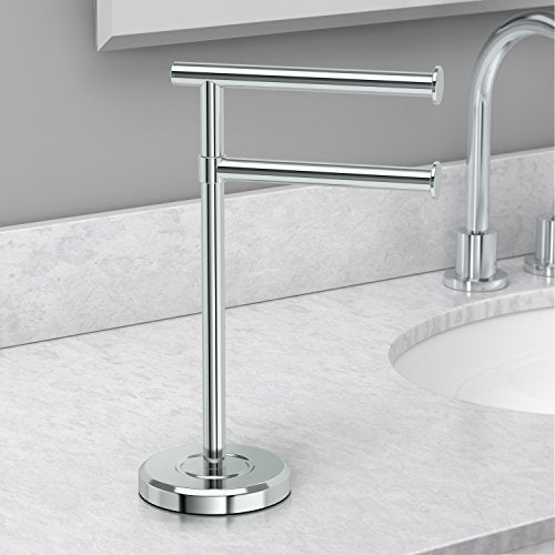gatco Gatco 1472C Latitude II Minimalist Bathroom Counter Top 2-Arm Pivot Hand Towel Holder  12"" Height  Chrome  - Image 5
